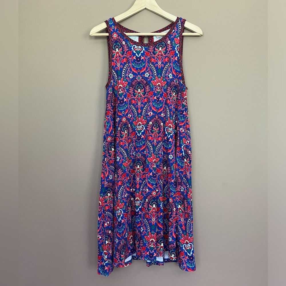 {LOFT} Sleeveless Swing Dress with Damask Print - Women's XS